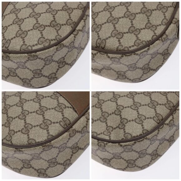 GUCCI GG Supreme Web Sherry Line Clutch Bag PVC Beige Gold - Picture 16 of 16